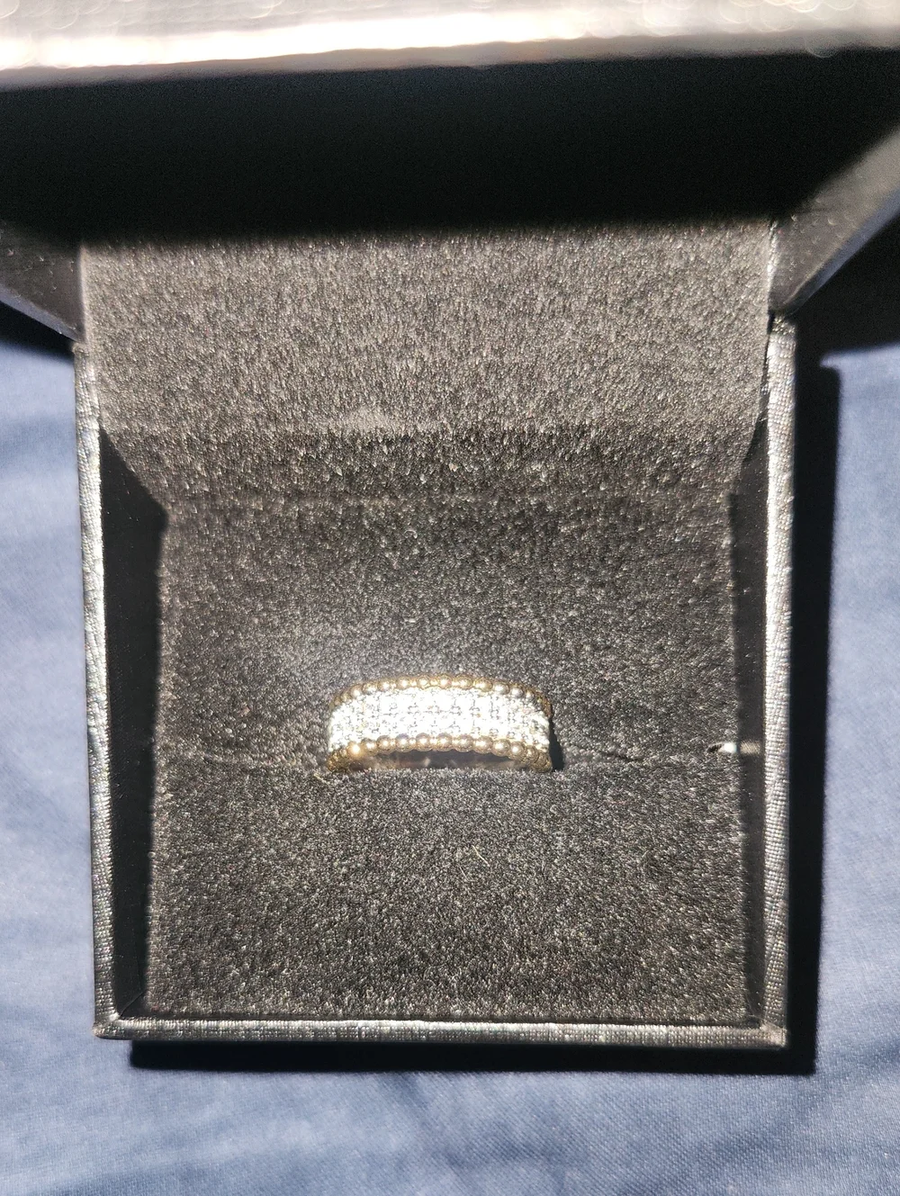 Gold Pavé Crystal Band Ring in White and Gold